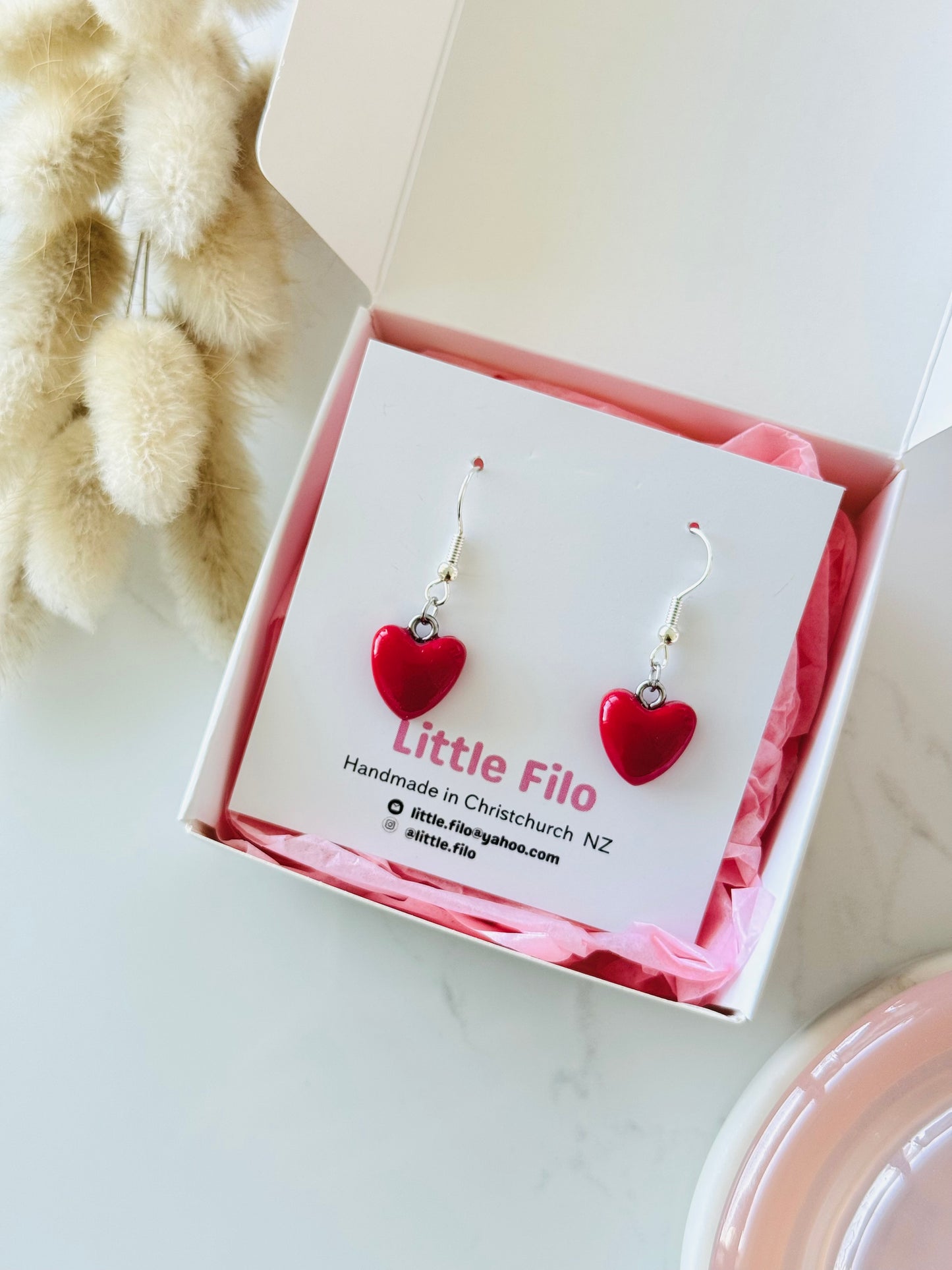 Handmade polymer clay heart earrings, cute love jewelry NZ