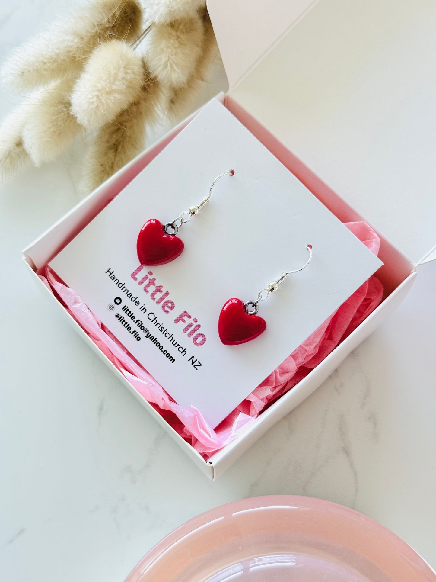 Handmade polymer clay heart earrings, cute love jewelry NZ