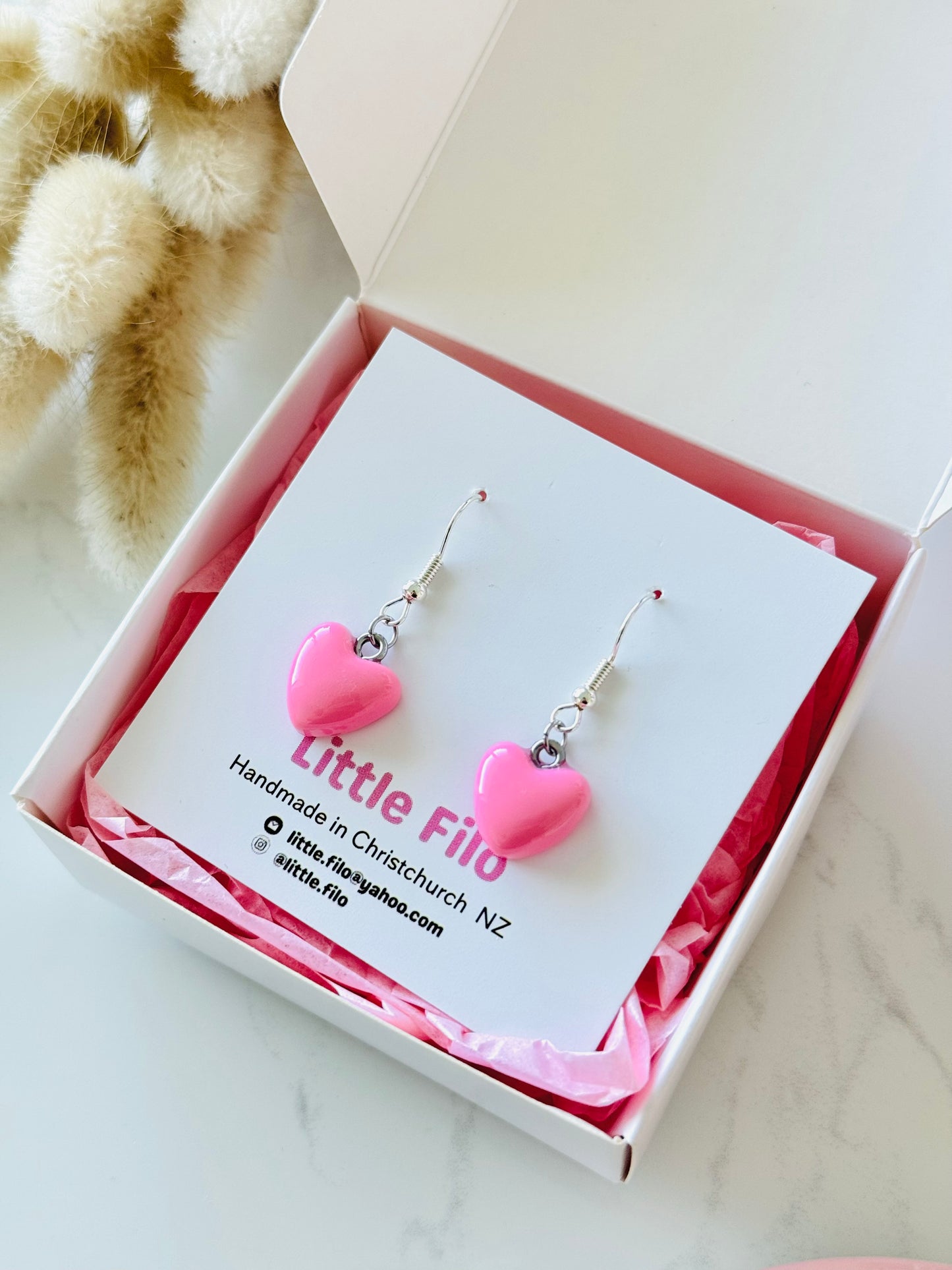 Handmade polymer clay heart earrings, cute love jewelry NZ
