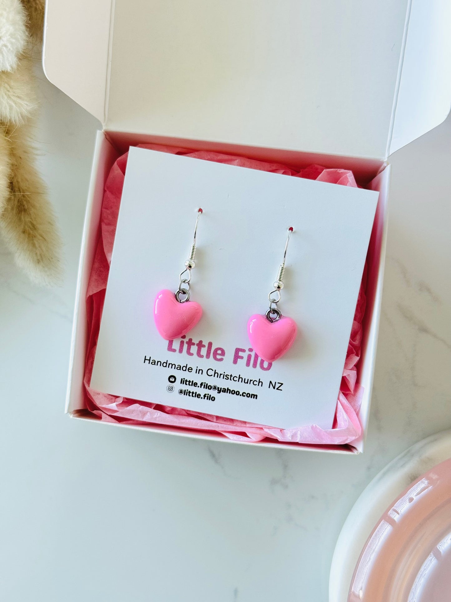 Handmade polymer clay heart earrings, cute love jewelry NZ