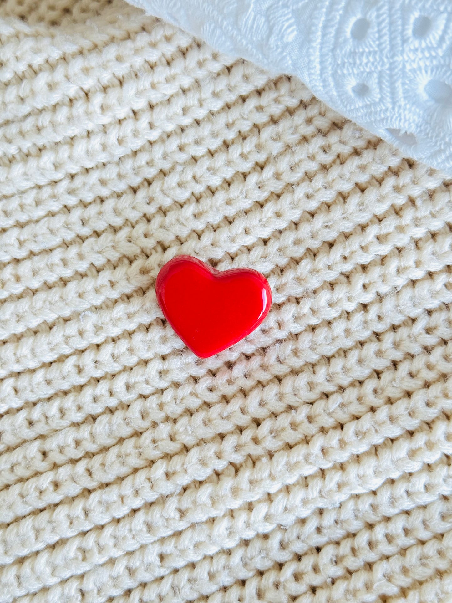 Handmade polymer clay heart brooch pin for jackets, bags, and accessories