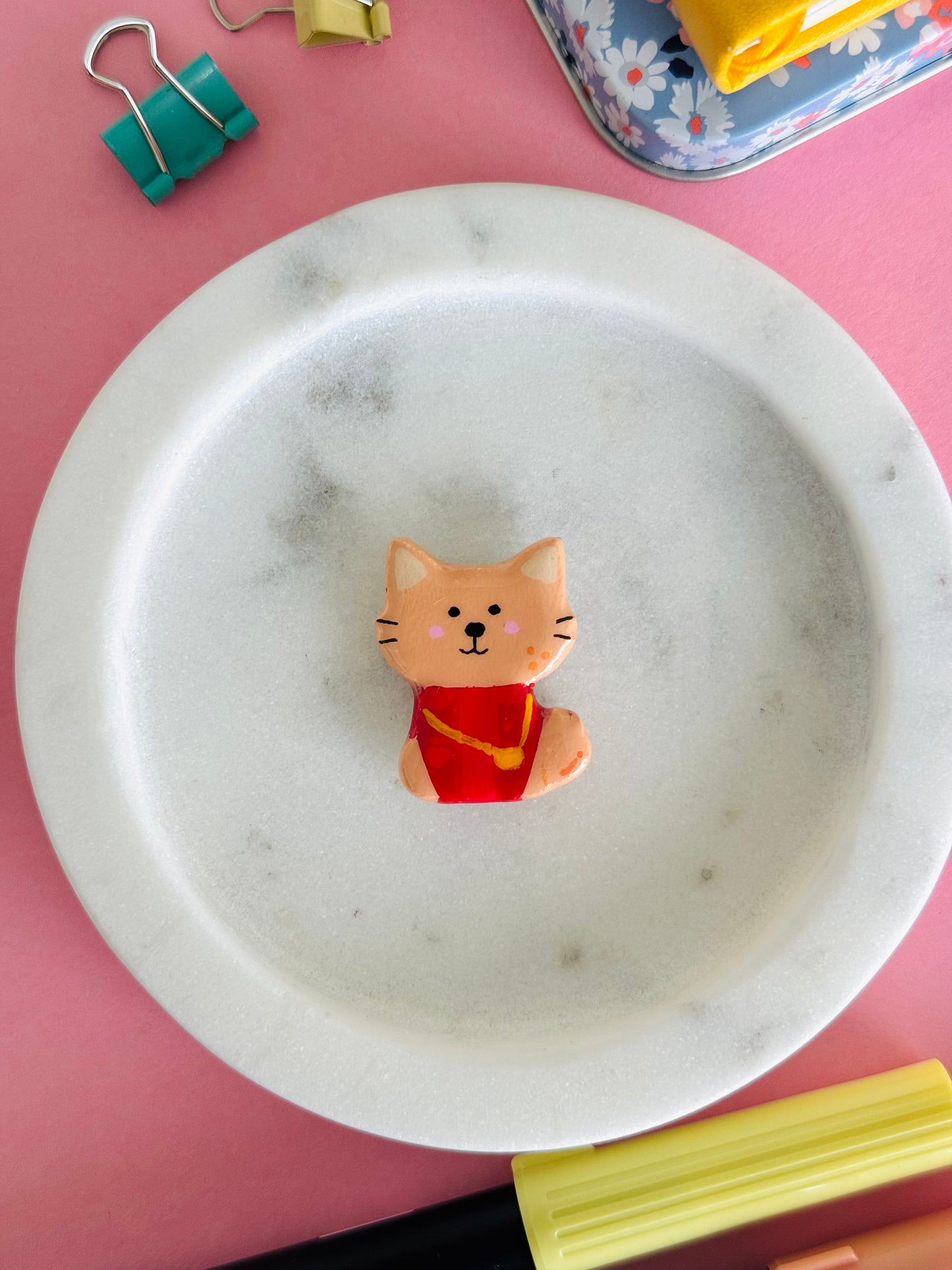 Handmade polymer clay cat magnets for fridge and office NZ