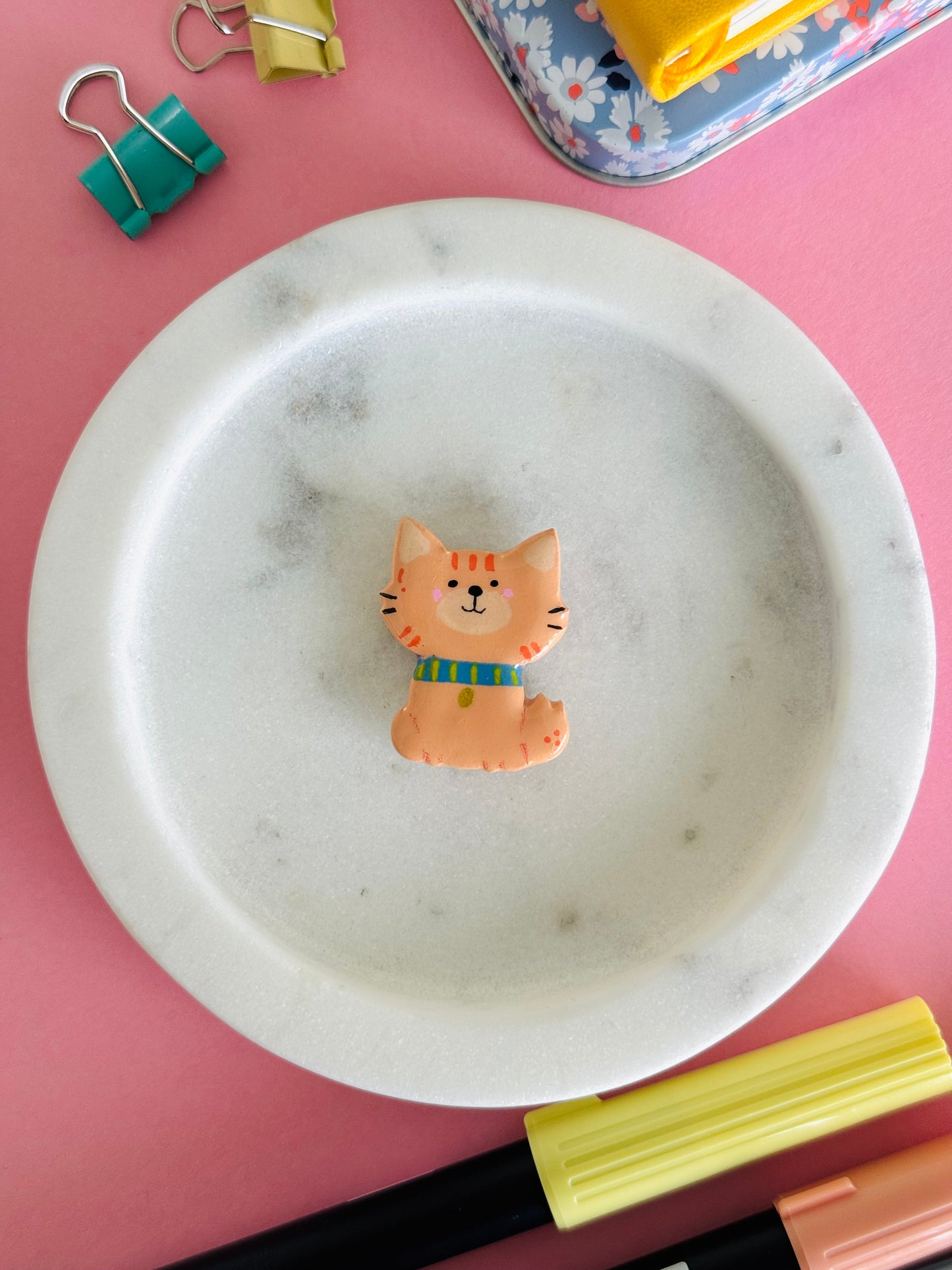 Handmade polymer clay cat magnets for fridge and office NZ