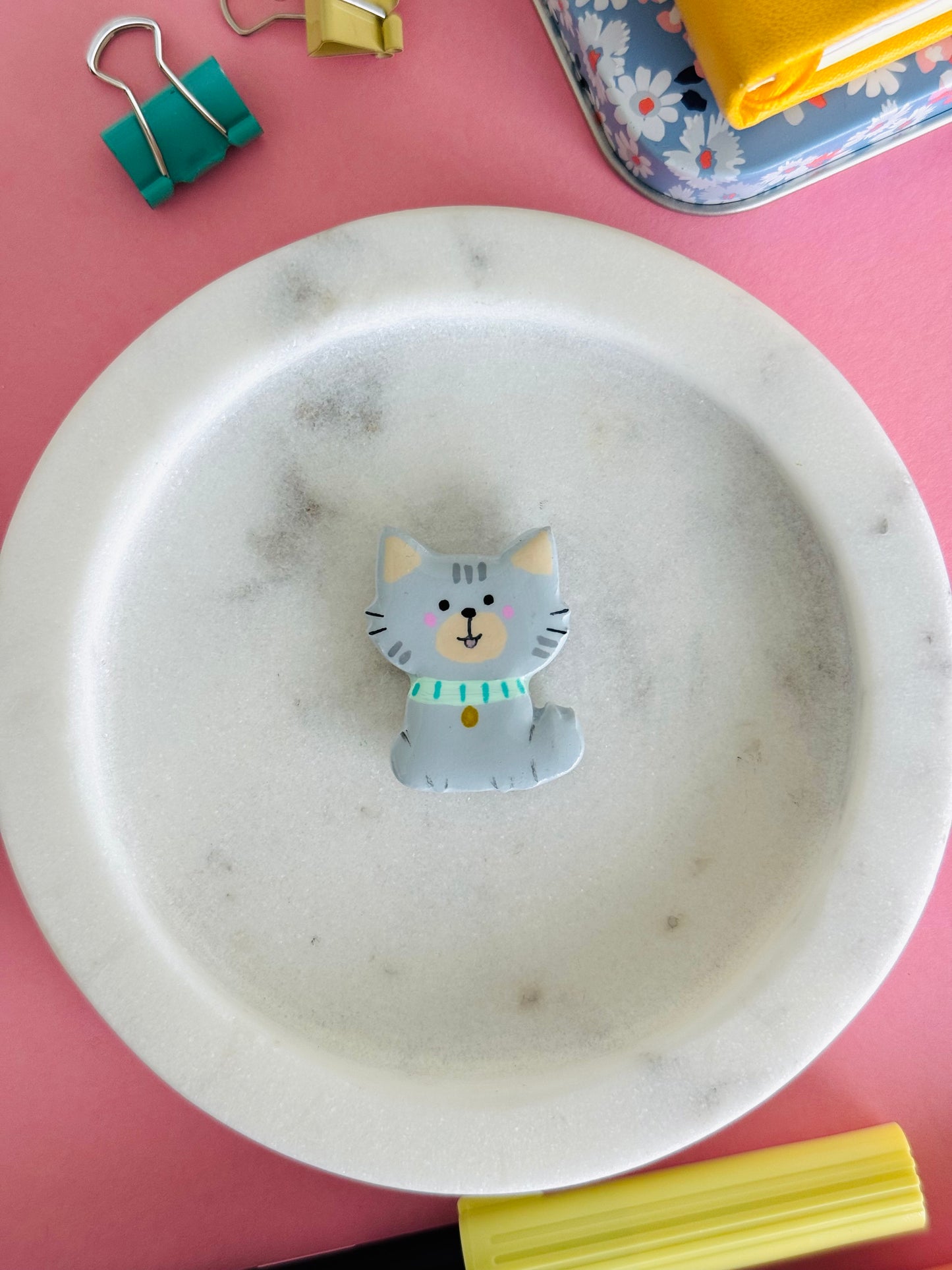Handmade polymer clay cat magnets for fridge and office NZ