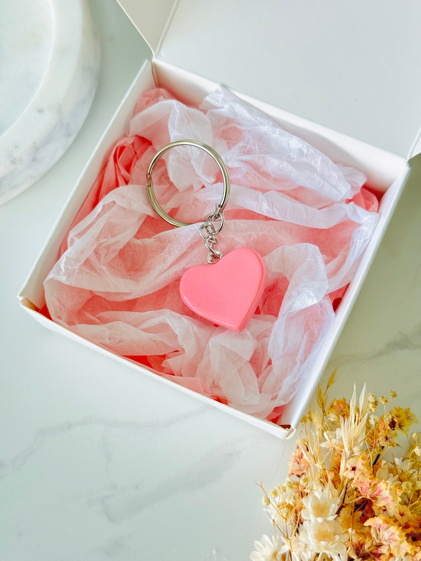 Handmade polymer clay heart keyring for keys and bags NZ