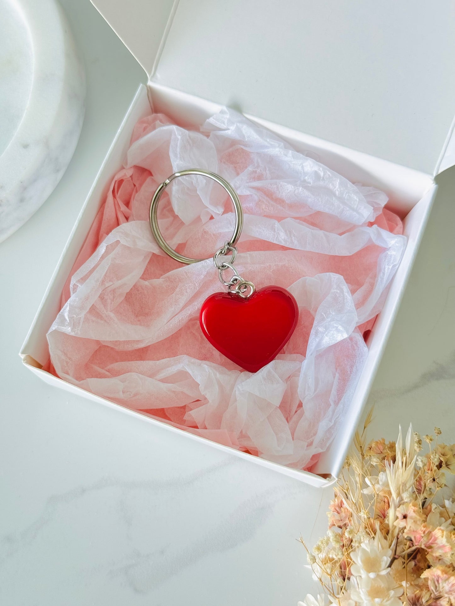 Handmade polymer clay heart keyring for keys and bags NZ