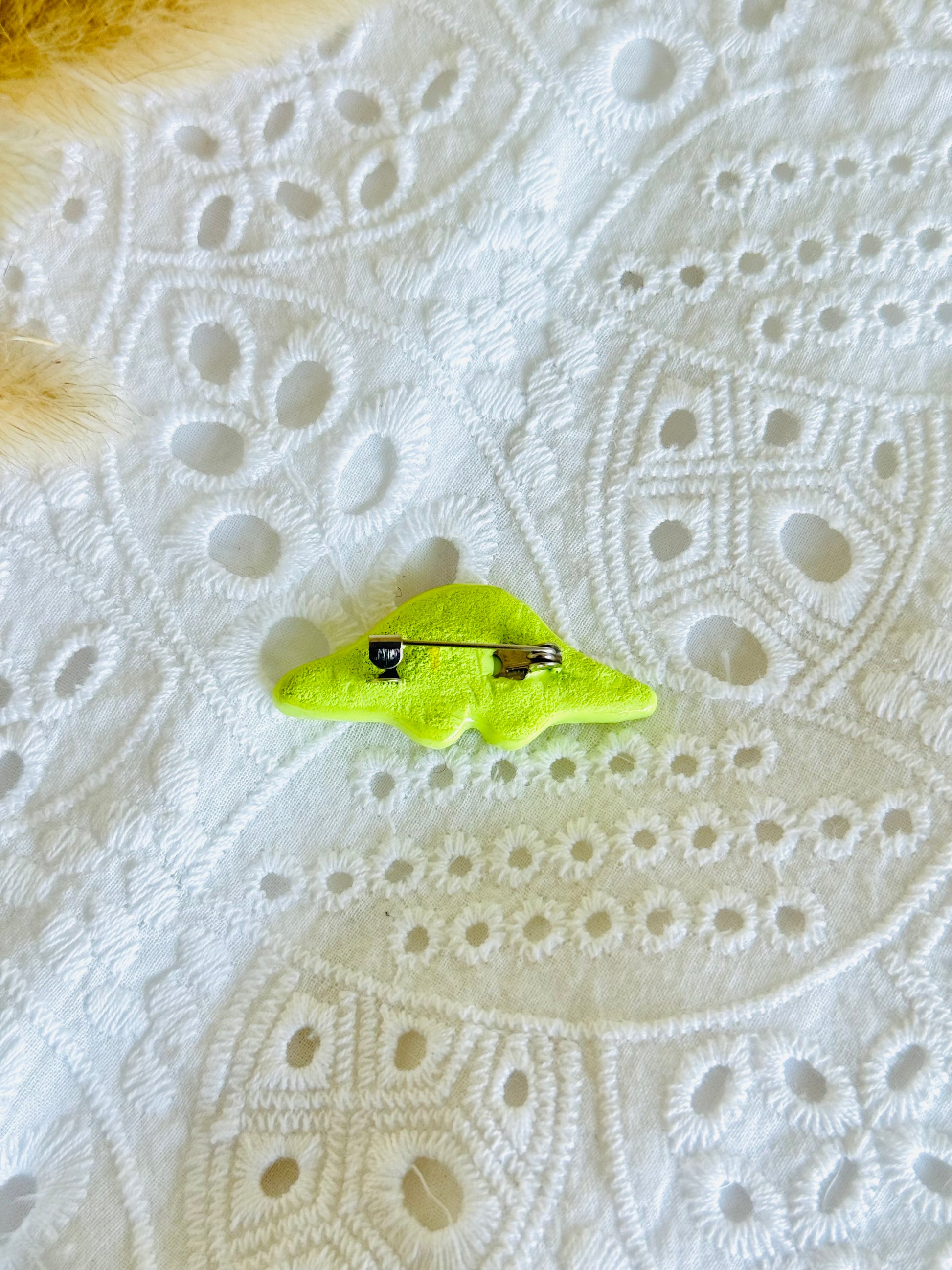 Handmade polymer clay dinosaur brooch pin for jackets, bags, and accessories