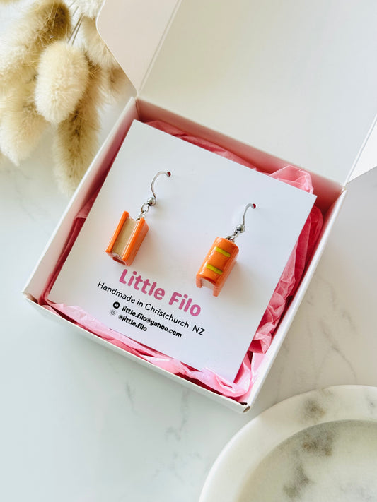 Handmade polymer clay book earrings, cute reader jewelry NZ