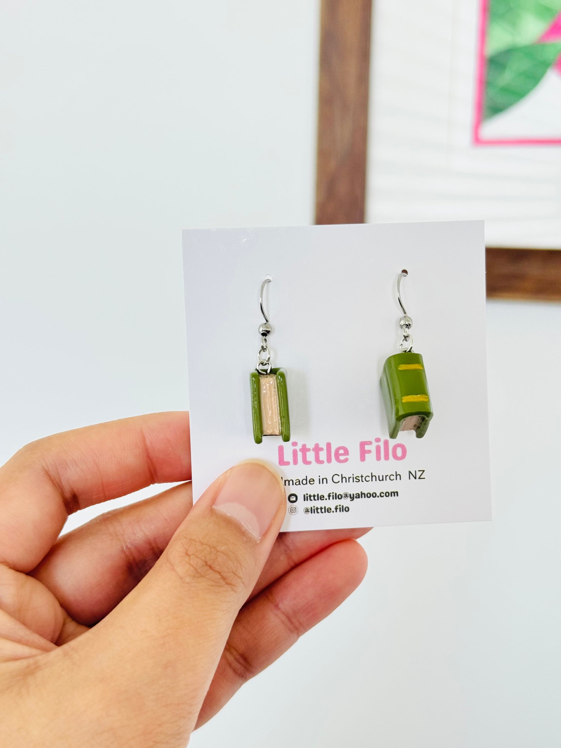Handmade polymer clay book earrings, cute reader jewelry NZ