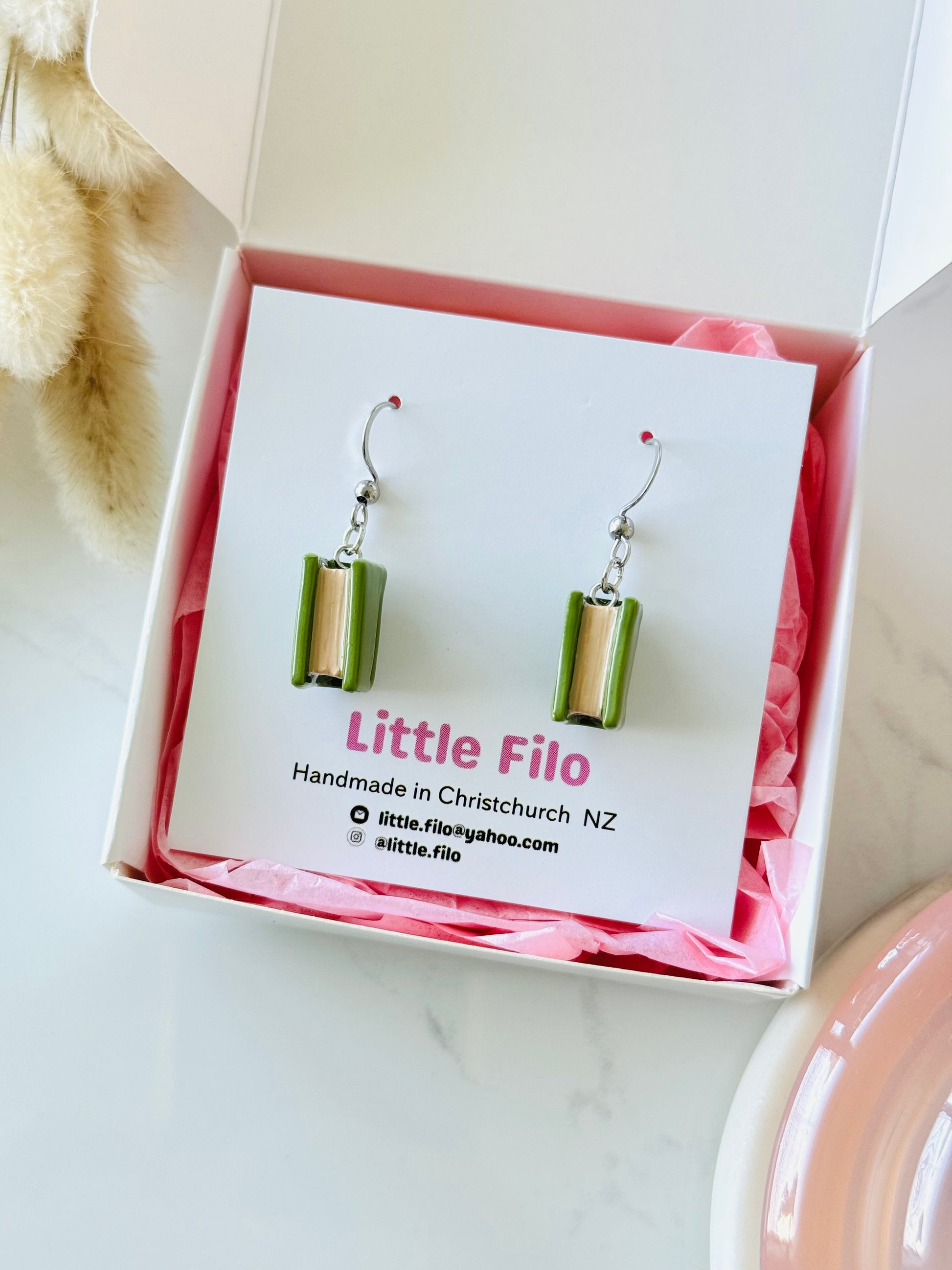 Handmade polymer clay book earrings, cute reader jewelry NZ