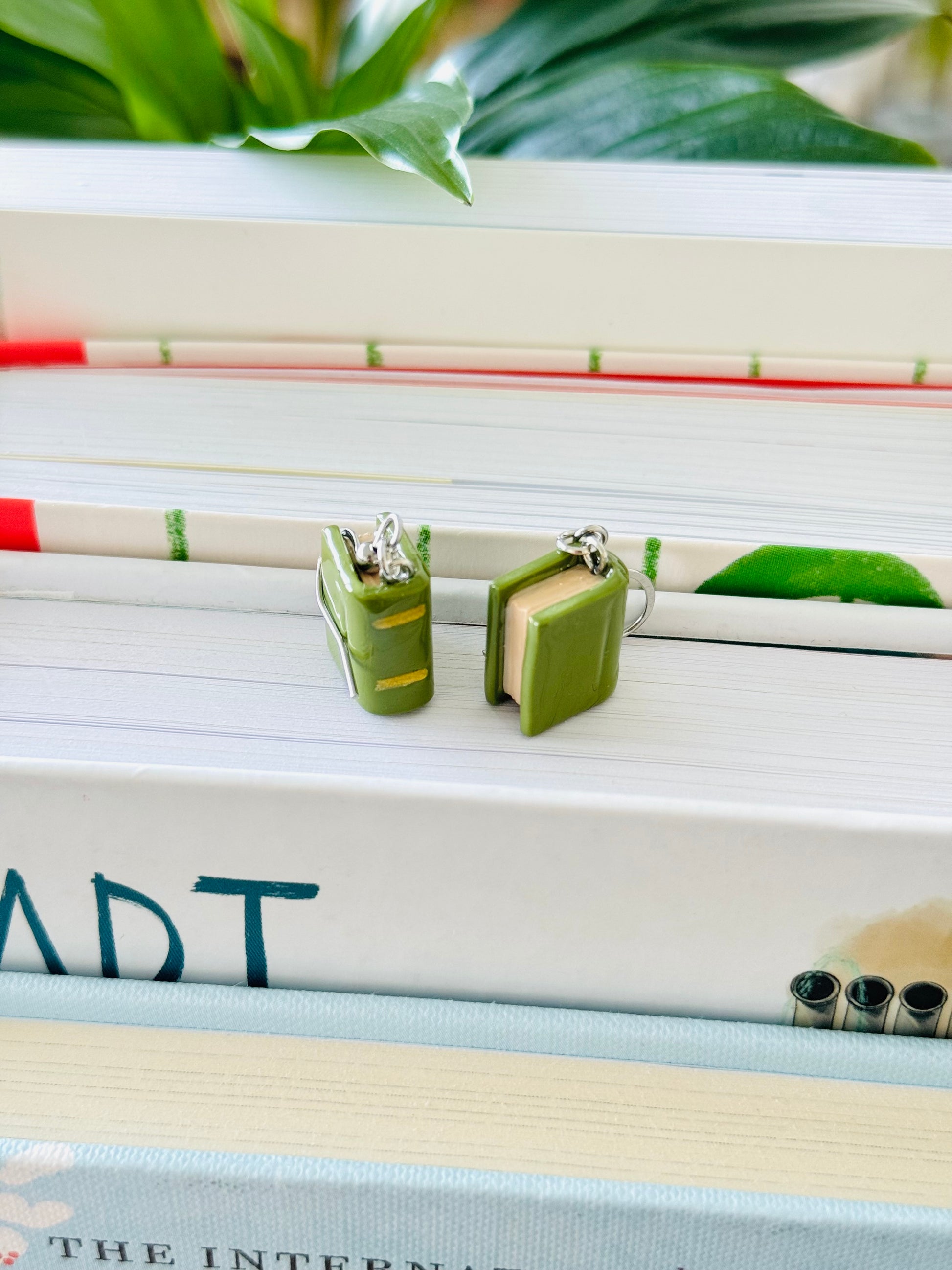 Handmade polymer clay book earrings, cute reader jewelry NZ