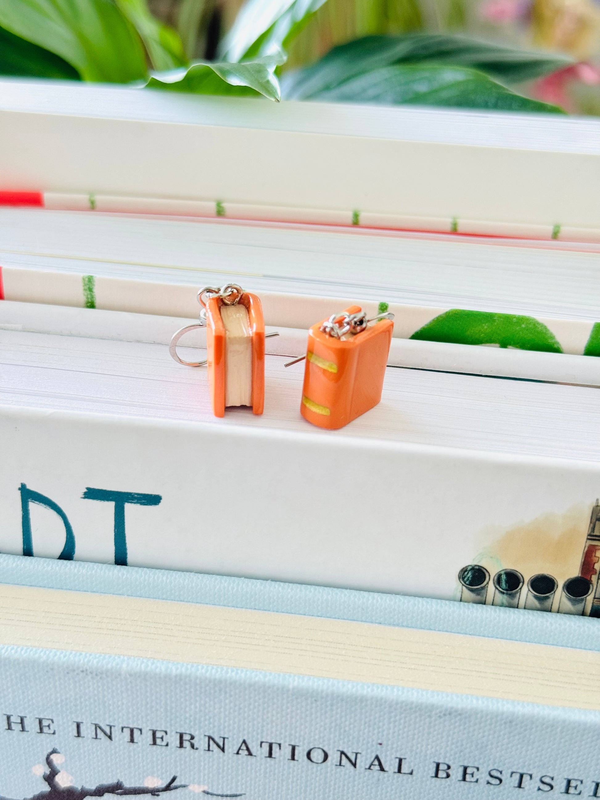 Handmade polymer clay book earrings, cute reader jewelry NZ