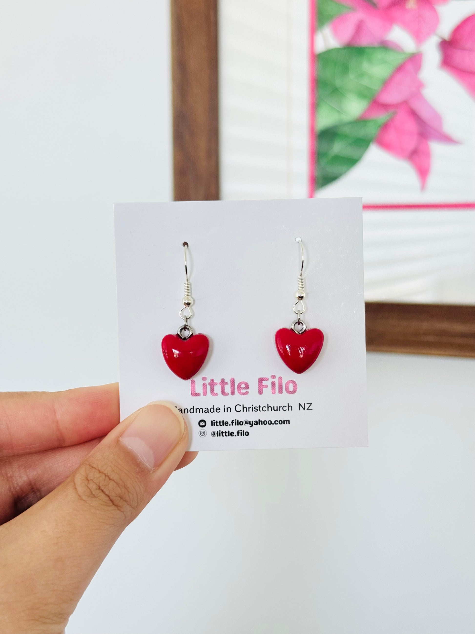 Handmade polymer clay heart earrings, cute love jewelry NZ
