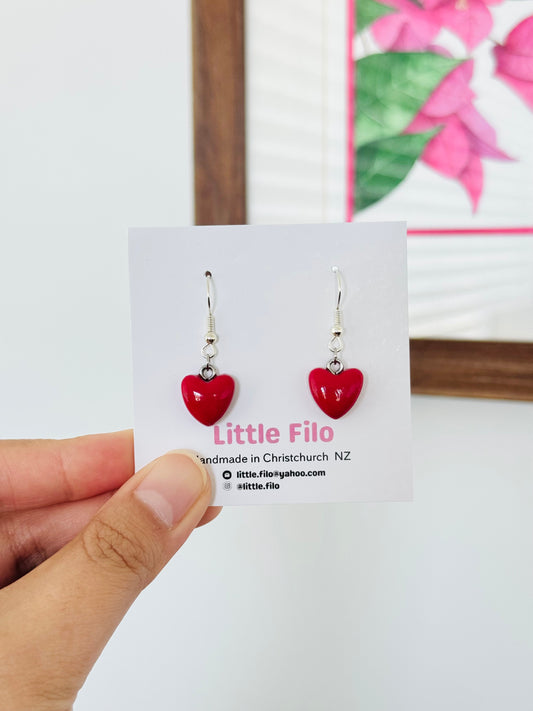 Handmade polymer clay heart earrings, cute love jewelry NZ