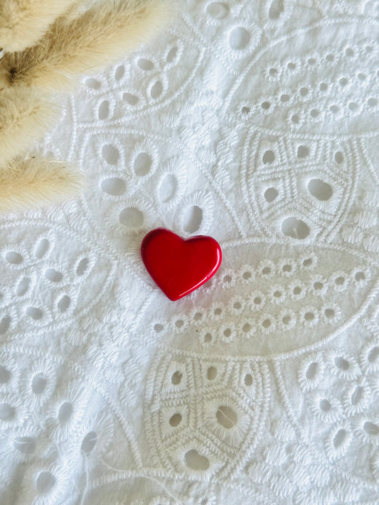Handmade polymer clay heart brooch pin for jackets, bags, and accessories