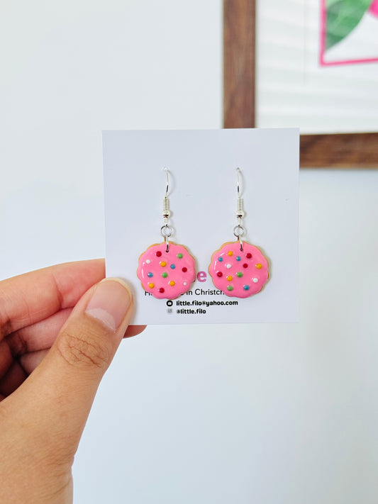 Handmade polymer clay hundreds and thousands biscuit earrings NZ