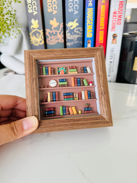 Handmade miniature books polymer clay art framed for wall or desk decor NZ