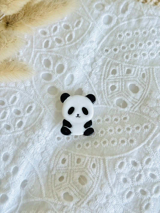 Handmade polymer clay panda brooch pin for jackets, bags, and accessories
