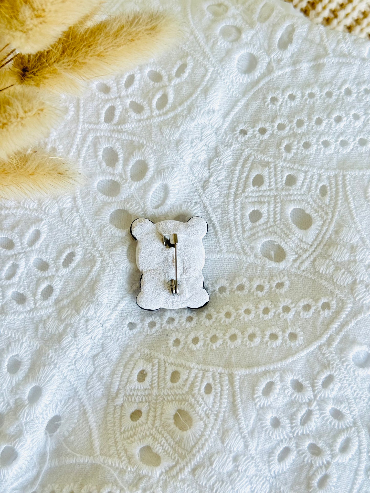 Handmade polymer clay panda brooch pin for jackets, bags, and accessories