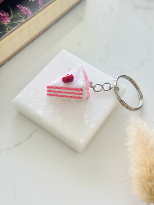 Handmade polymer clay cake keyring for keys and bags NZ