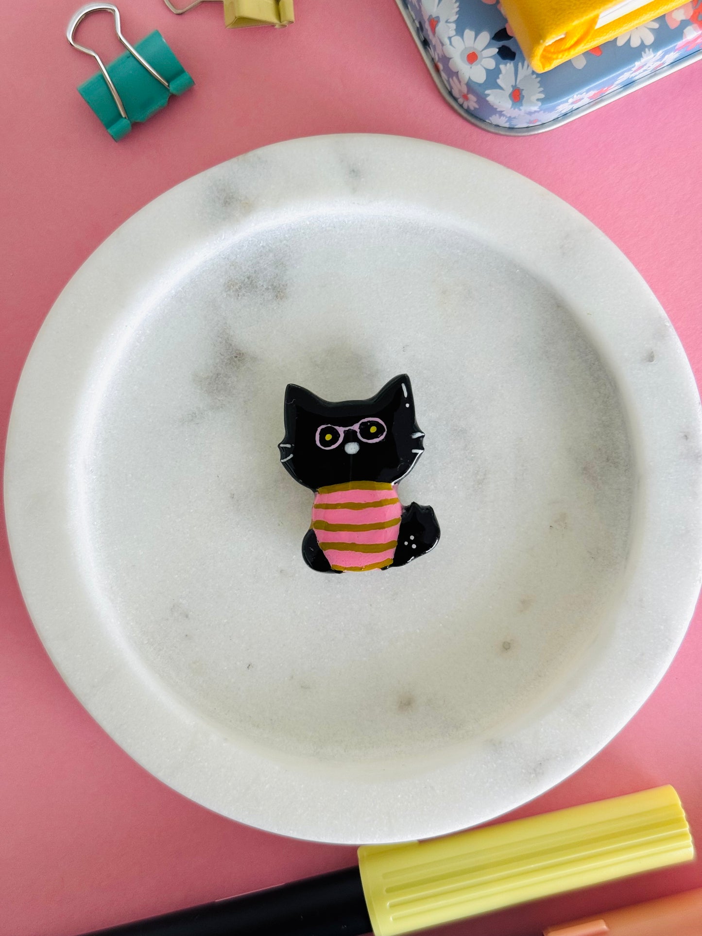 Handmade polymer clay cat magnets for fridge and office NZ