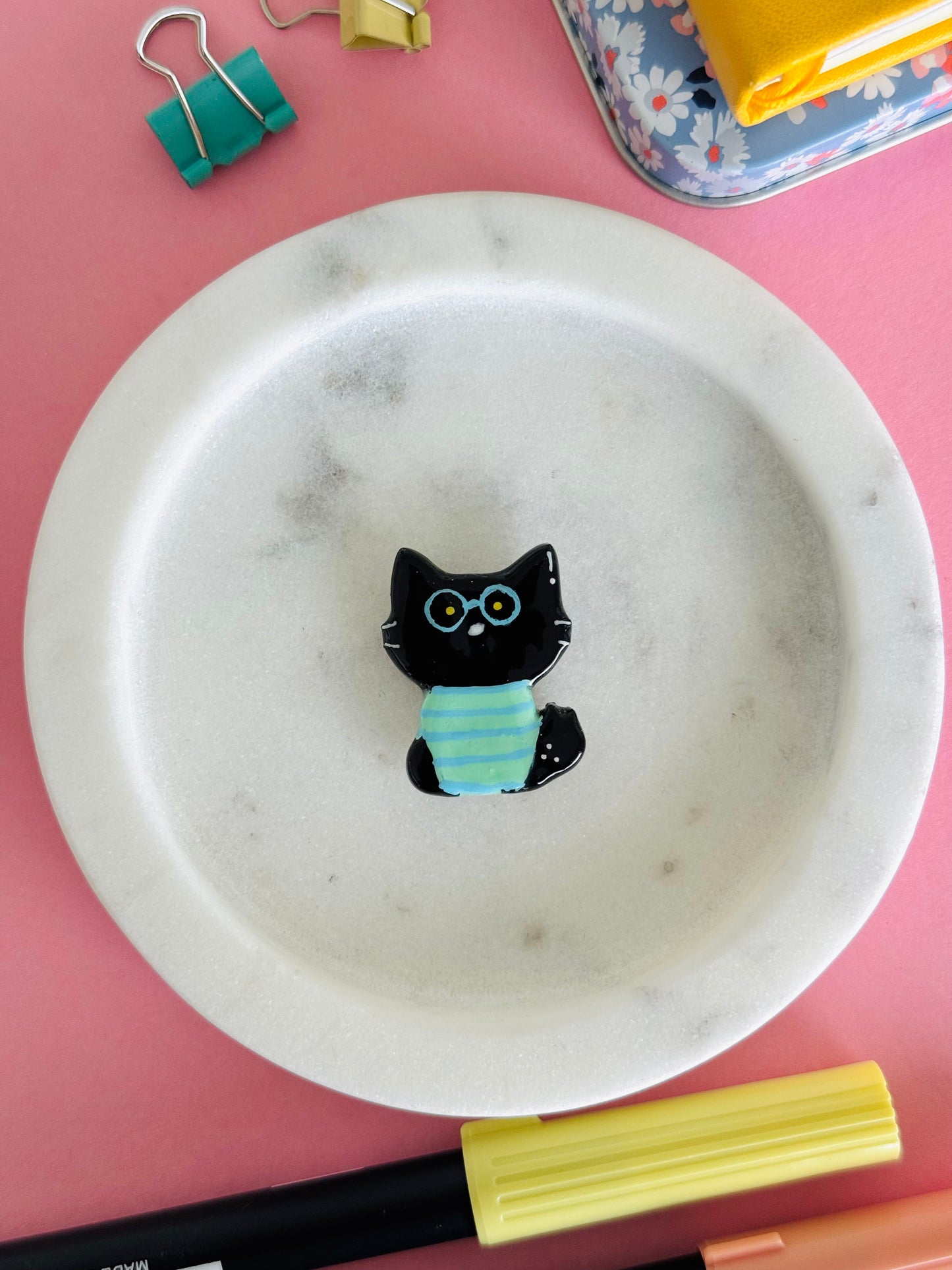 Handmade polymer clay cat magnets for fridge and office NZ