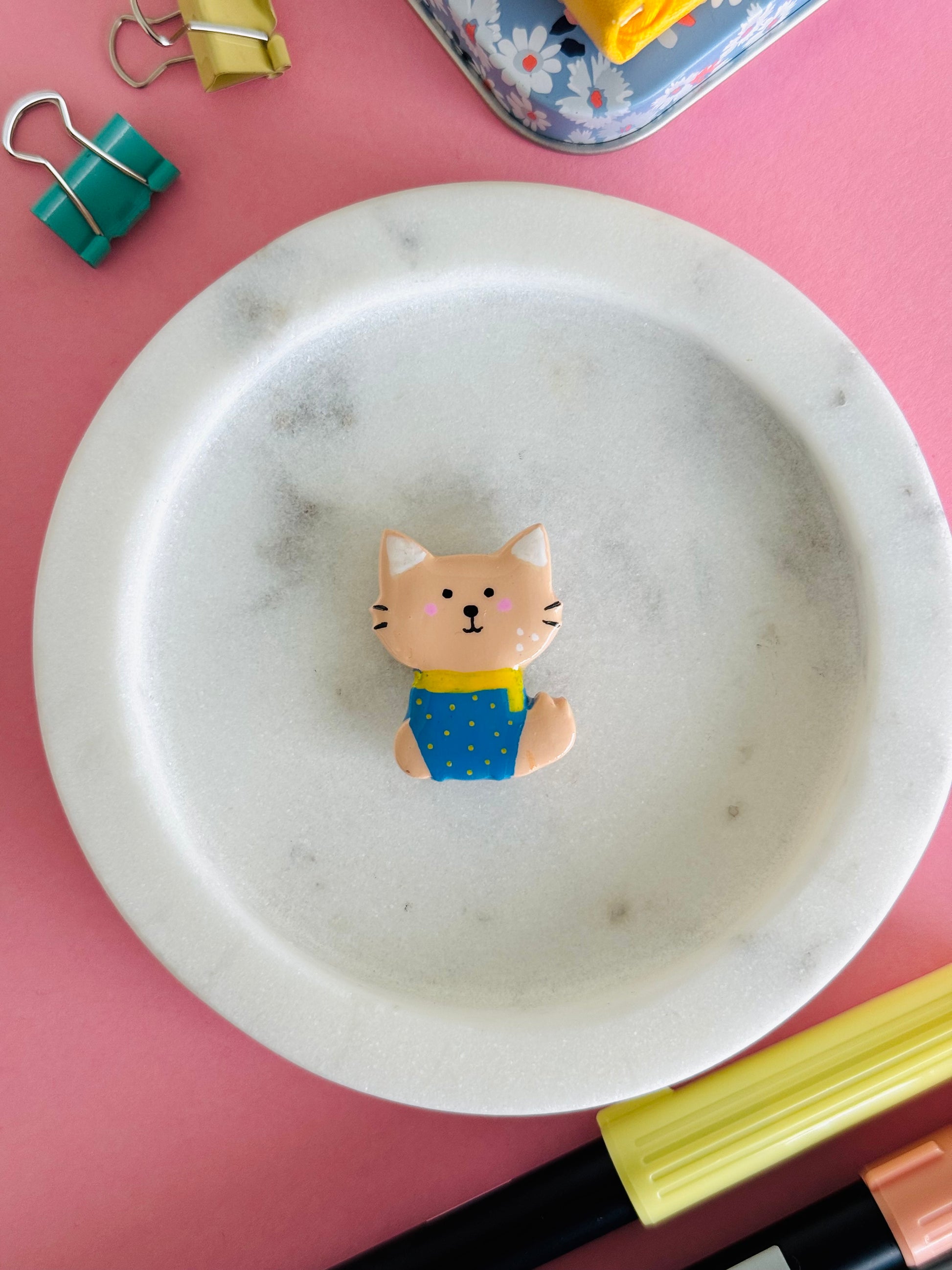 Handmade polymer clay cat magnets for fridge and office NZ