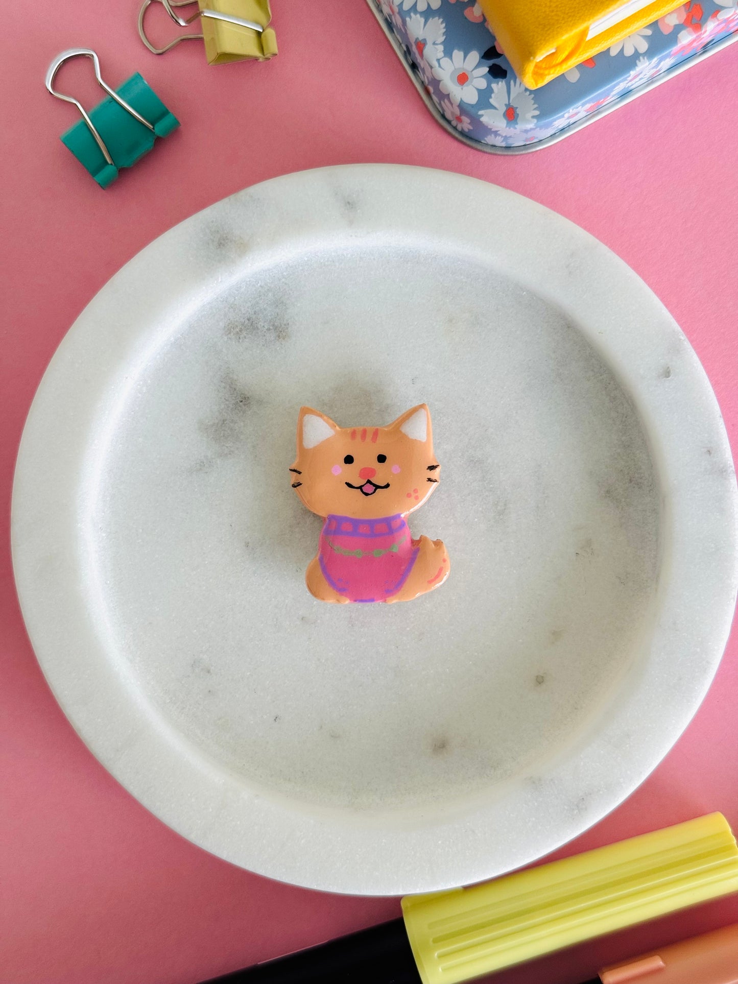 Handmade polymer clay cat magnets for fridge and office NZ