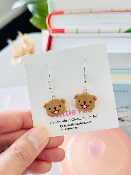 Handmade polymer clay dog earrings, cute pet lover jewelry NZ