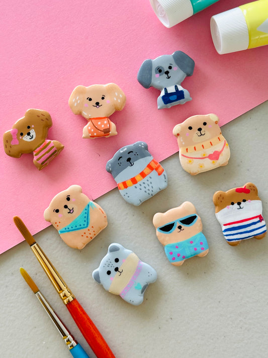 Handmade polymer clay dog magnets for fridge and office NZ