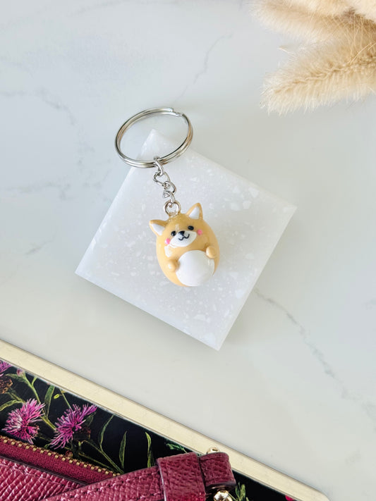 Handmade polymer clay dog keyring for keys and bags NZ