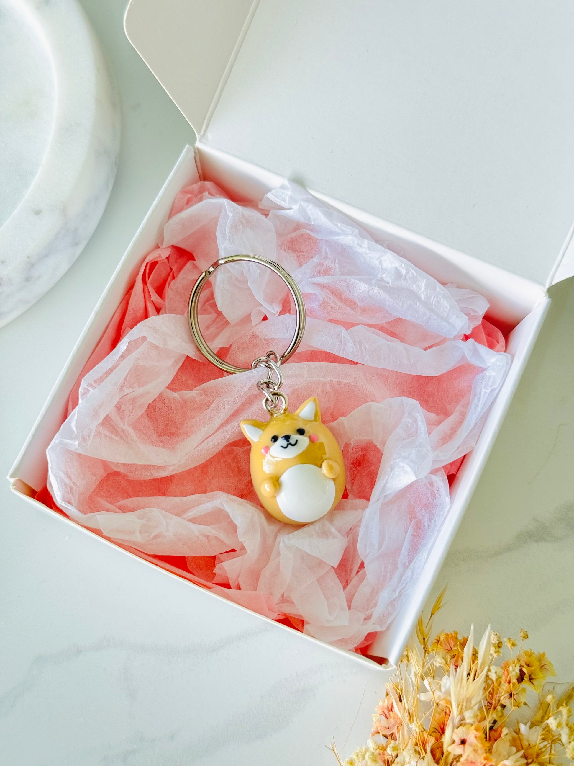 Handmade polymer clay dog keyring for keys and bags NZ