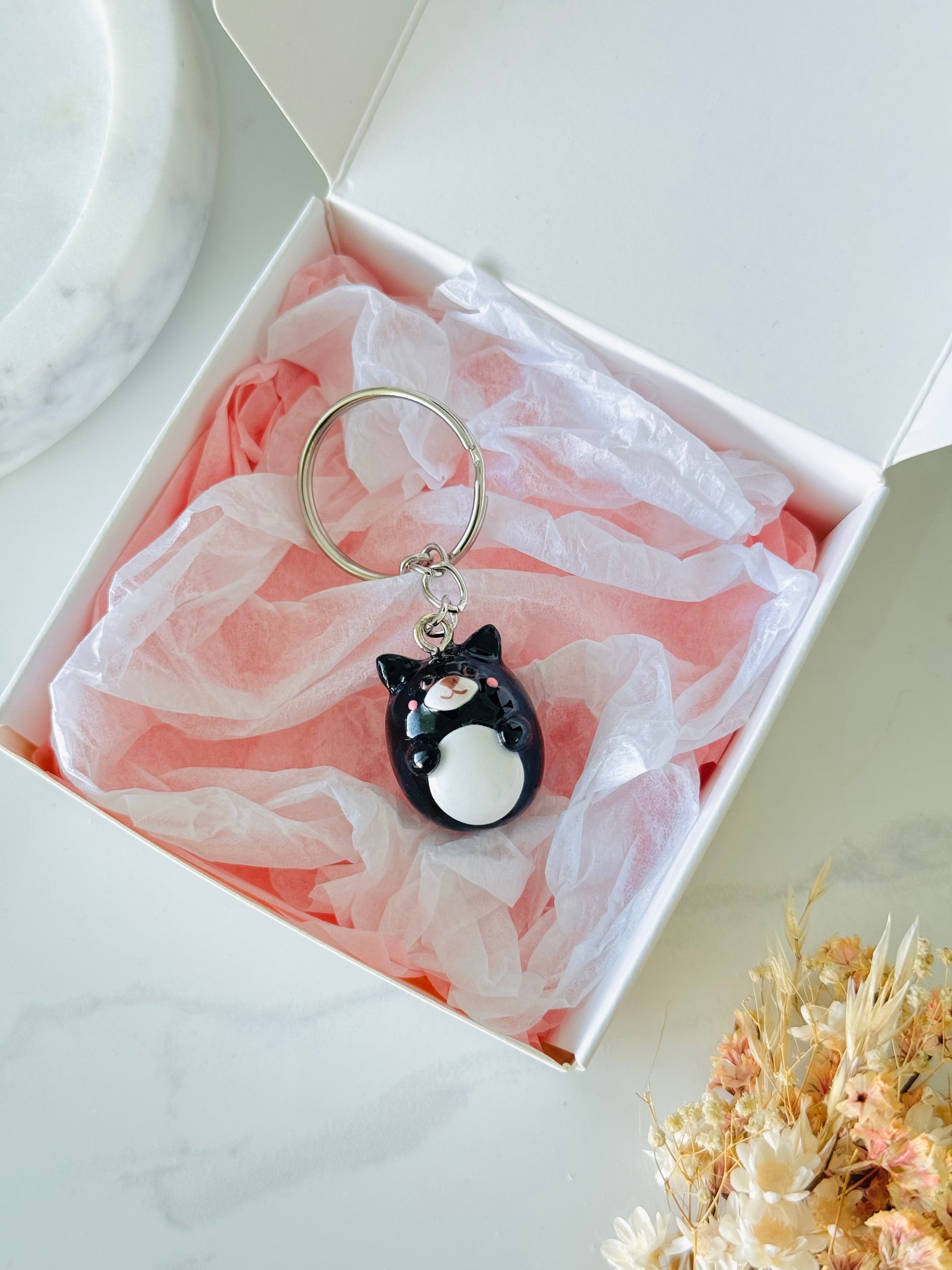 Handmade polymer clay dog keyring for keys and bags NZ