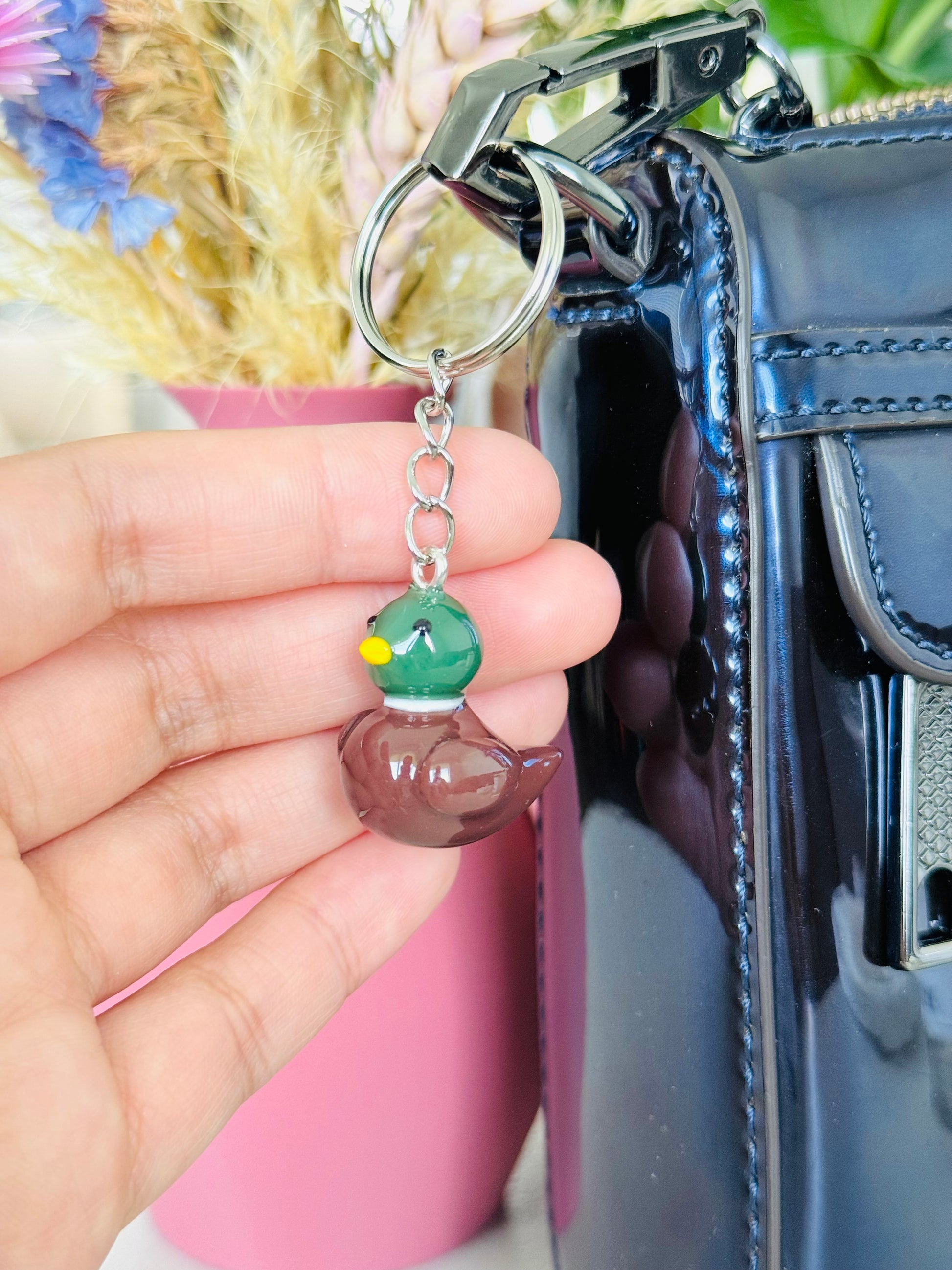 Cute duck keychain, handmade polymer clay bag charm New Zealand