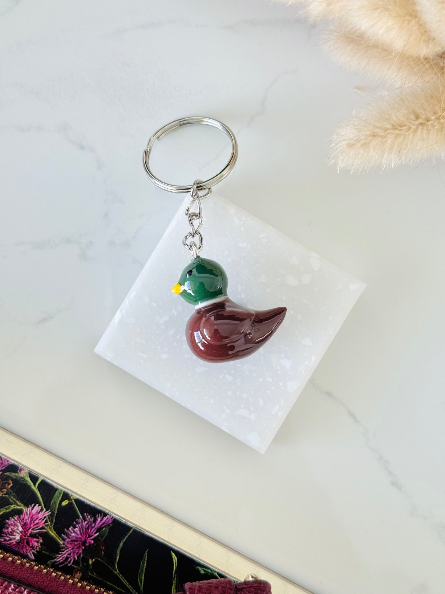 Cute duck keychain, handmade polymer clay bag charm New Zealand