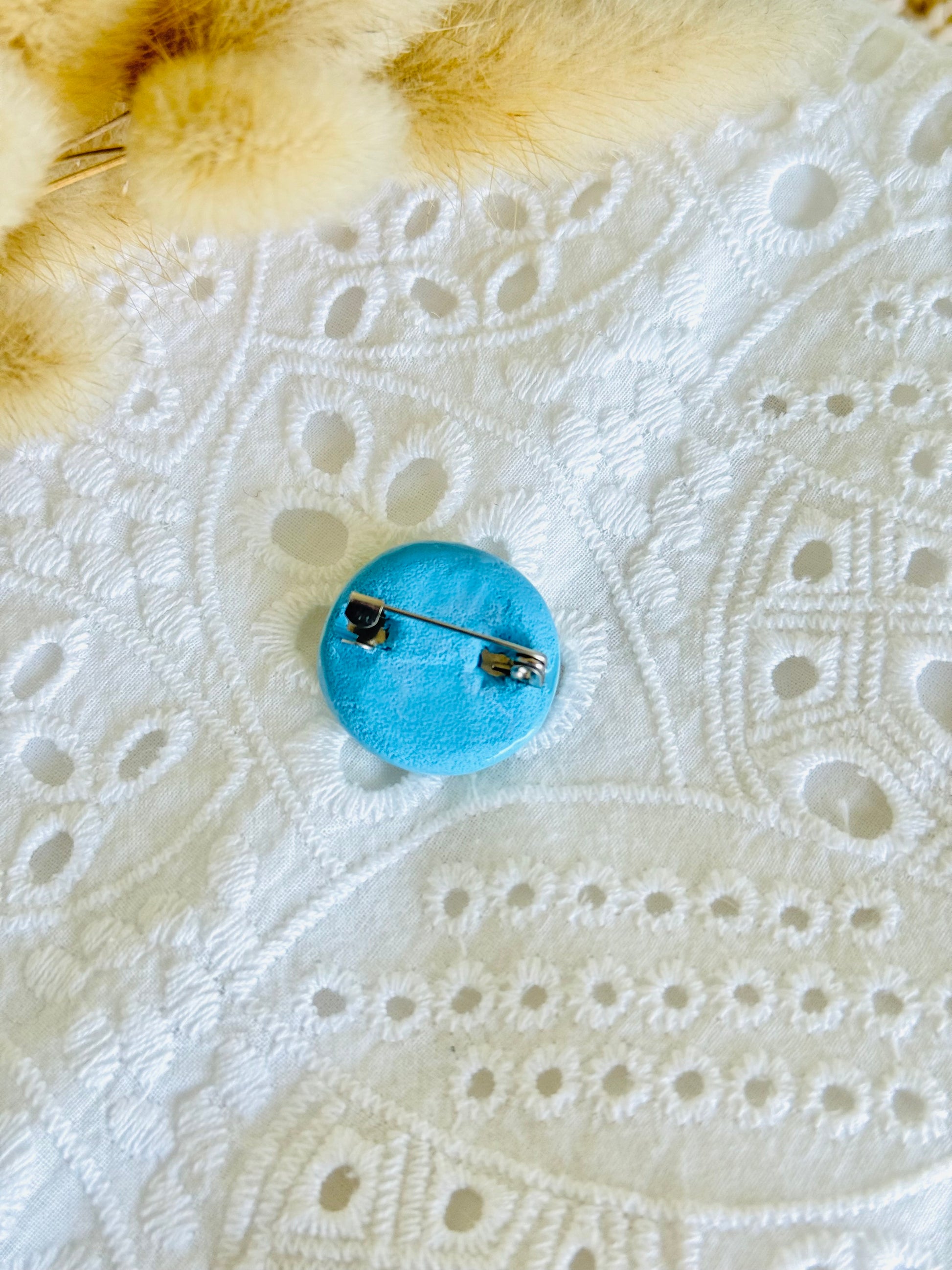 Handmade polymer clay Earth brooch, globe pin for eco and space lovers NZ