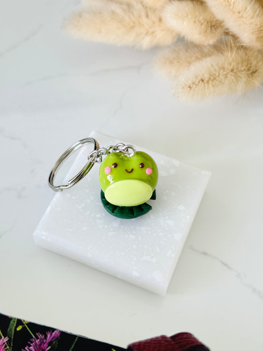 Handmade polymer clay frog keyring NZ