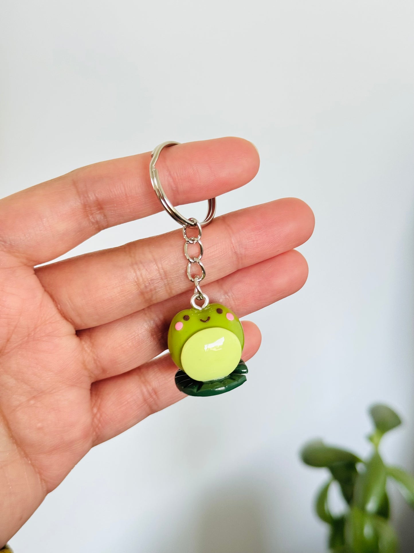 Handmade polymer clay frog keyring NZ