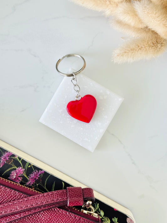 Handmade polymer clay heart keyring for keys and bags NZ