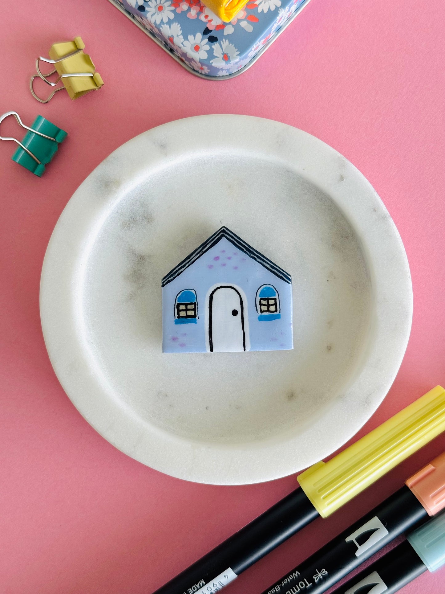 Handmade polymer clay house magnet for fridge or office NZ