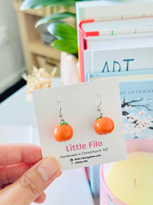 Handmade polymer clay orange slice earrings, citrus dangle earrings NZ