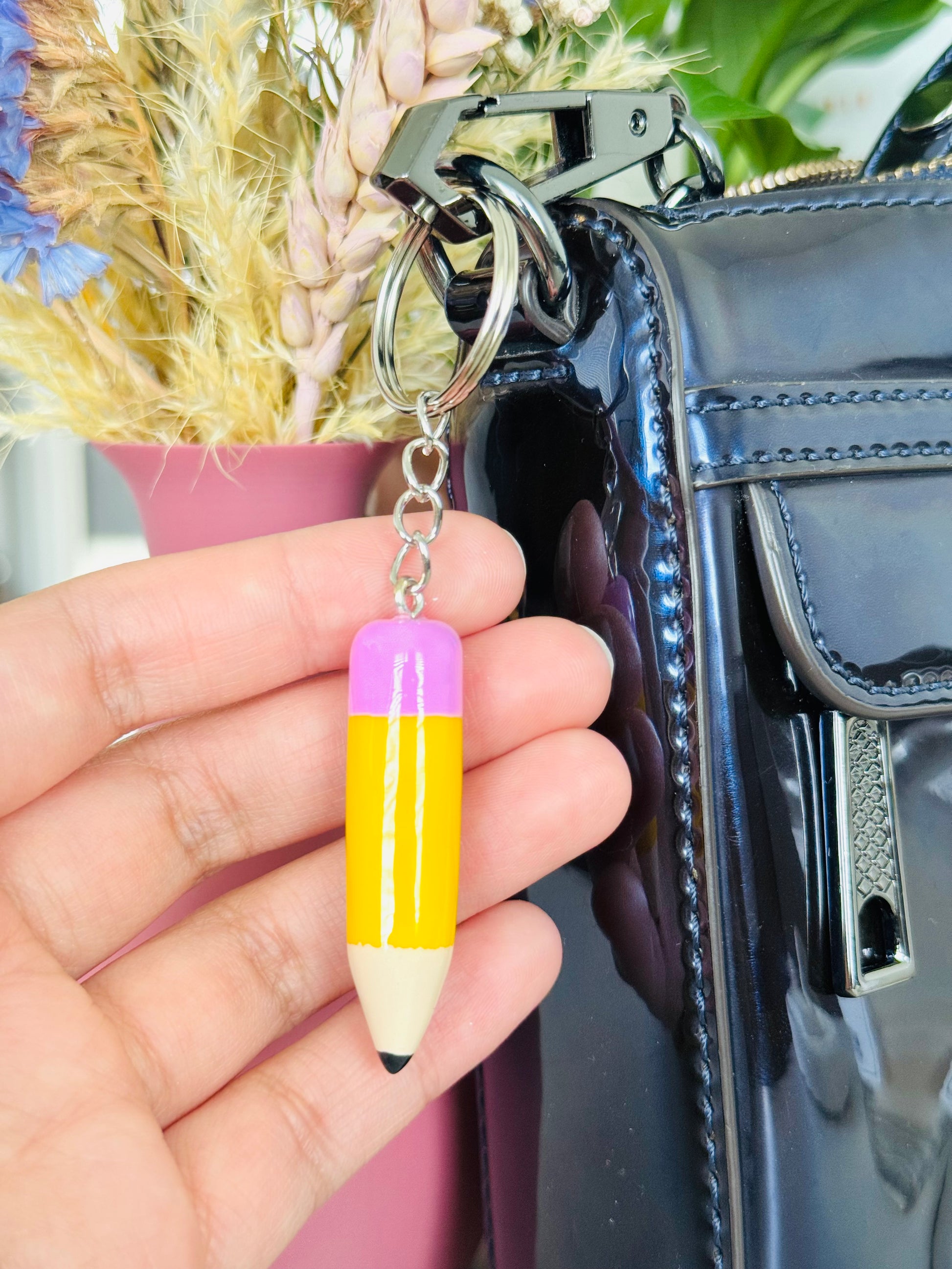 Handmade polymer clay pencil keyring for keys and bags NZ