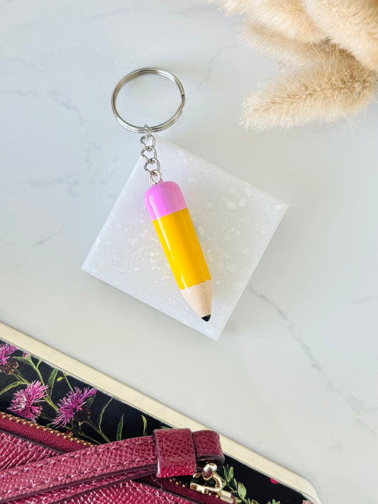 Handmade polymer clay pencil keyring for keys and bags NZ