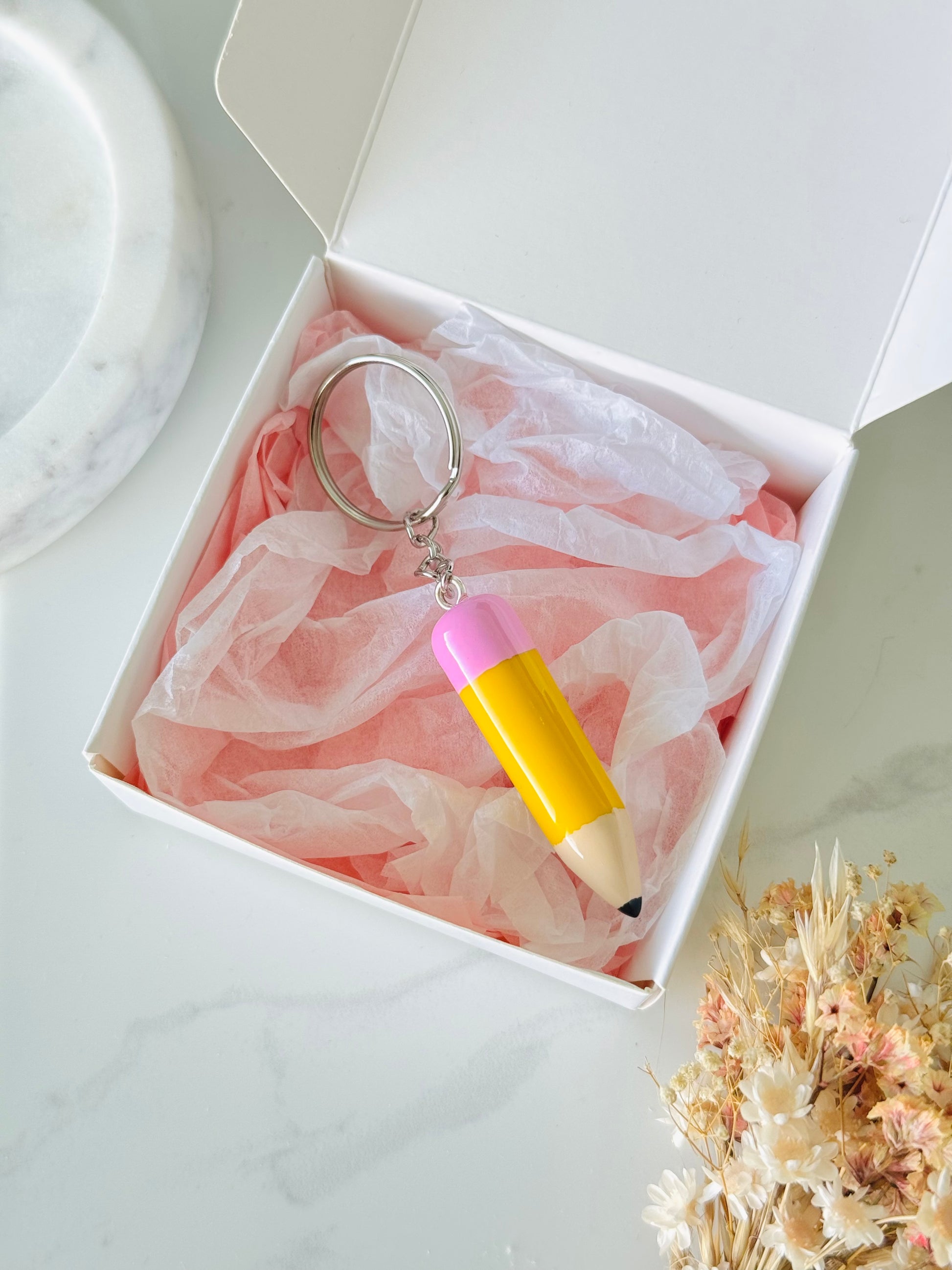 Handmade polymer clay pencil keyring for keys and bags NZ